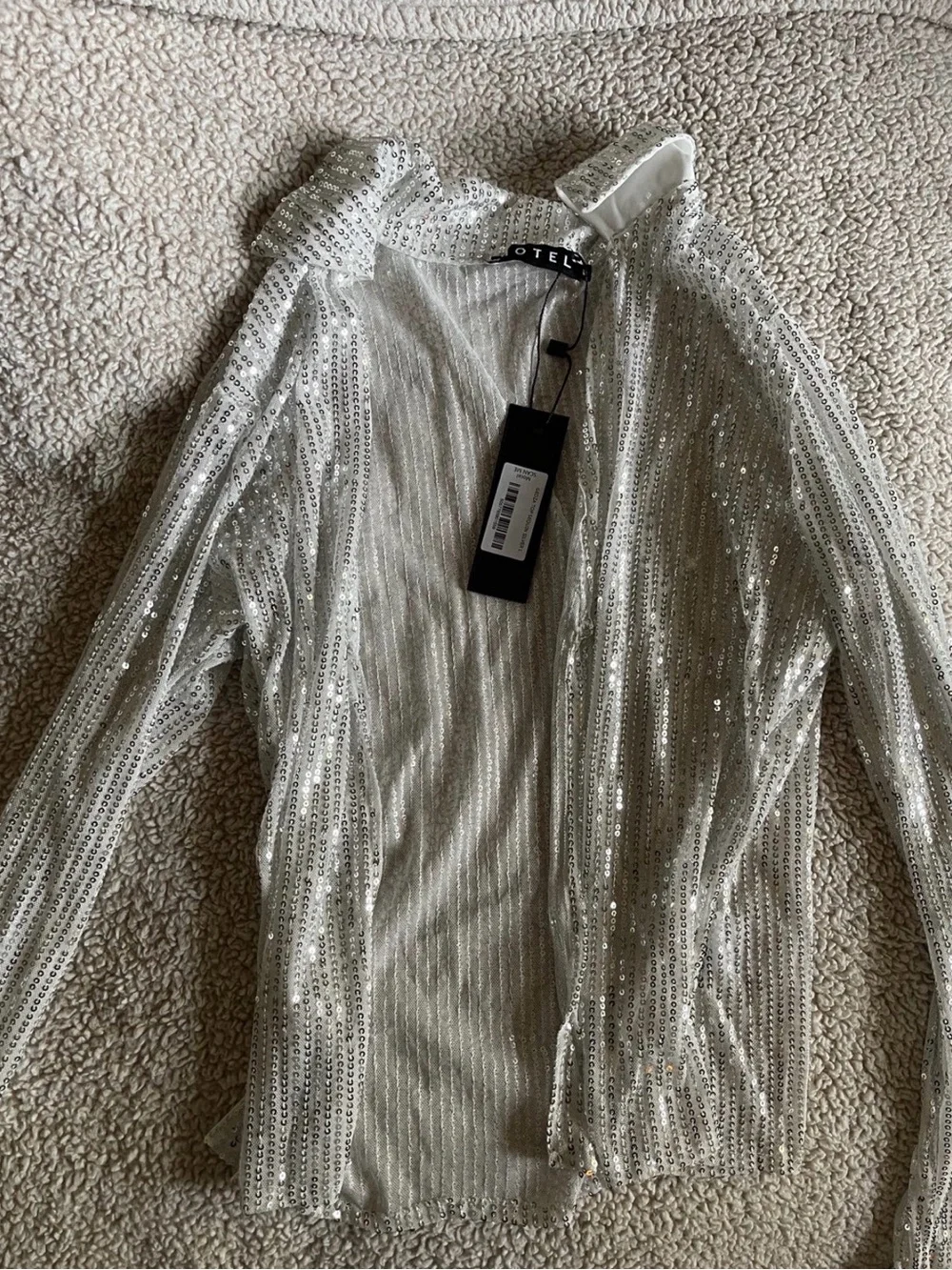 Motel Rocks Gedza sequin silver top - Picture 2 of 3